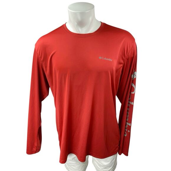 Columbia Omni-Shade Men's Orange Logo Crewneck Long Sleeve Tee T-Shirt Top Sz XL - Picture 1 of 4